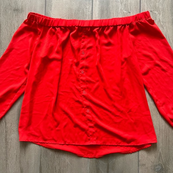 Reddish Orange Off shoulder Vince Camuto Top In Size L - Spring Summer Top - Picture 1 of 7